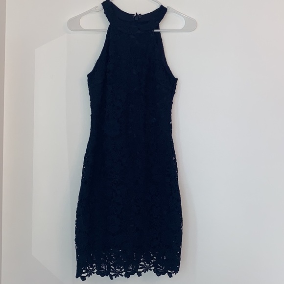 Love Poem Navy Blue Lace Mini Dress - Picture 5 of 6